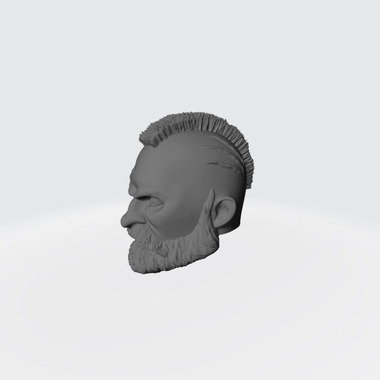 Space Marine Veteran Warrior Space Marine Head with Mohawk, Scarred Right Eye, and Beard for McFarlane Toys Space Marine Action Figures