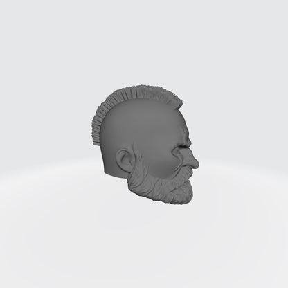 Space Marine Veteran Warrior Space Marine Head with Mohawk, Scarred Right Eye, and Beard for McFarlane Toys Space Marine Action Figures