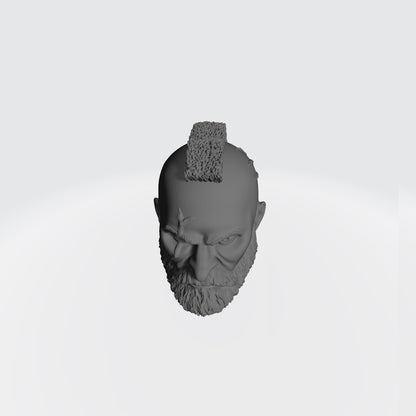 Space Marine Veteran Warrior Space Marine Head with Mohawk, Scarred Right Eye, and Beard for McFarlane Toys Space Marine Action Figures