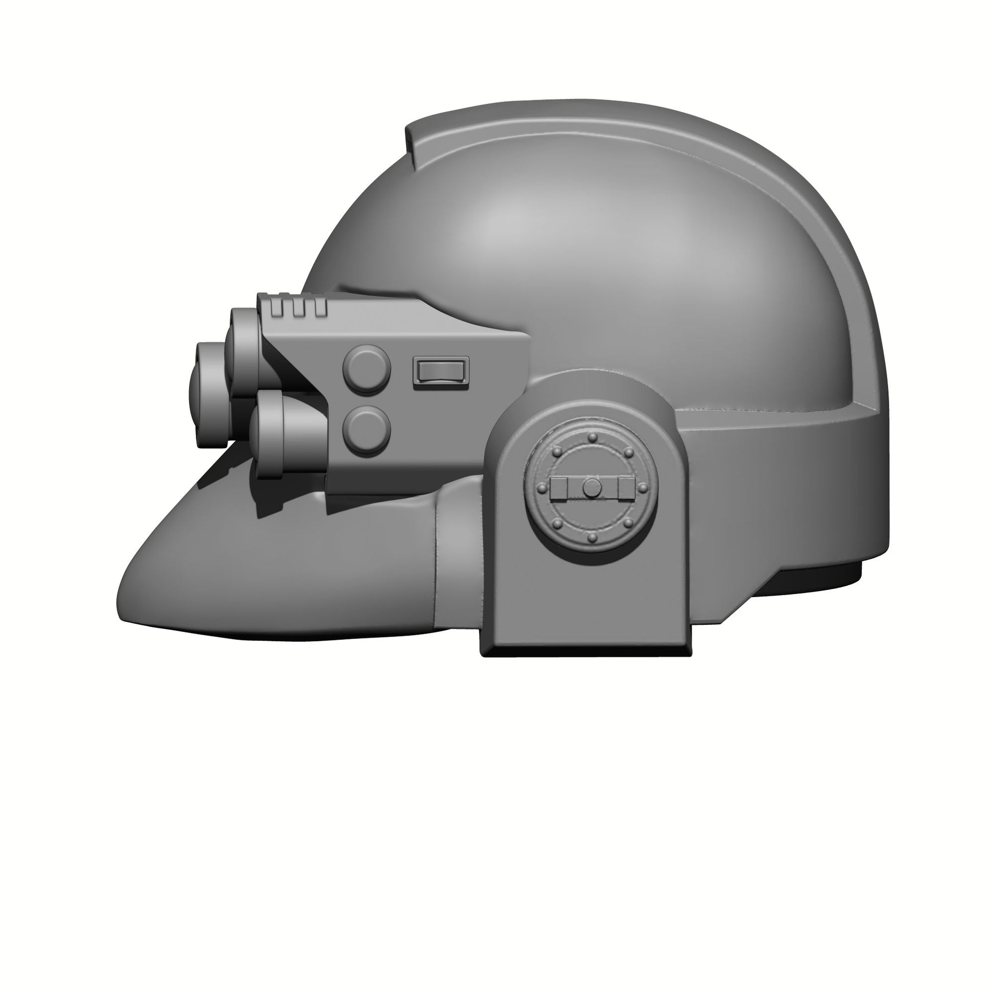 Retributors Chapter Techmarine Mark VI Helmet with Optics Compatible with McFarlane Toys Space Marine Action Figures Left Profile