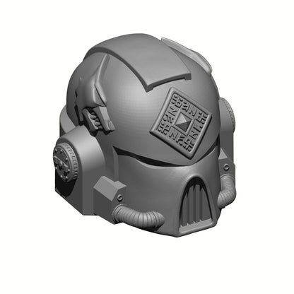 Space Wolves MKVII Helmet with Two Wolf Heads, Runes and Talismans Compatible with McFarlane Space Marine Action Figures designed by Fantasy World Games