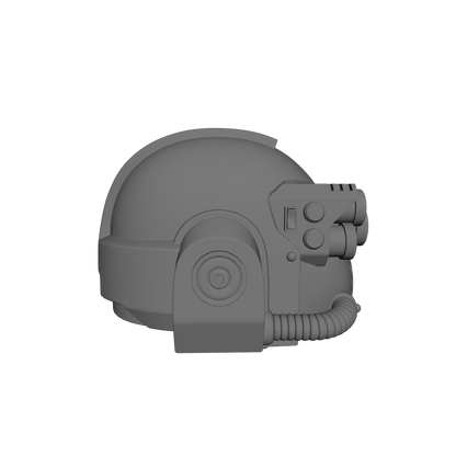 Celestial Knight Helmet with One Tube and Optics V1-R resin upgrade for 1:12 scale armored action figures by Fantasy World Games.