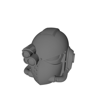 Celestial Knight Helmet with One Tube and Optics V1-R resin upgrade for 1:12 scale armored action figures by Fantasy World Games.
