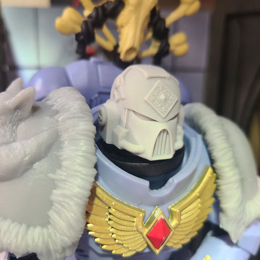 Space Wolves Legion MKVII Helmet with Two Wolf Heads, Runes and Talismans for McFarlane Loyalist Marine Action Figures