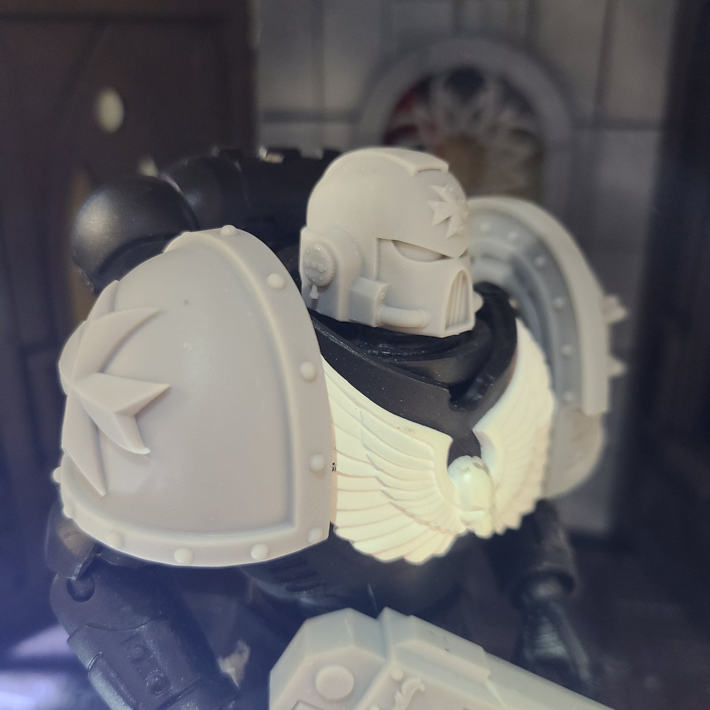 Black Templar Chapter Mark VII Helmet with Studded Cross for McFarlane Toys Space Marine