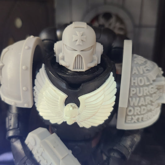 Black Templar Chapter Mark VII Helmet with Studded Cross for McFarlane Toys Space Marine