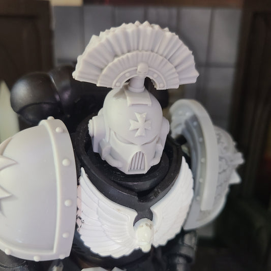 Templar Knights Chapter Mark VII Helmet with Studded Cross and Plume for McFarlane Toys Space Marine Action Figures Custom Part Helm