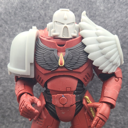Blood Angels Legion Mark VII Helmet with Blood Drop for McFarlane Toys Action Figures Custom 1:12th Scale Head Swap