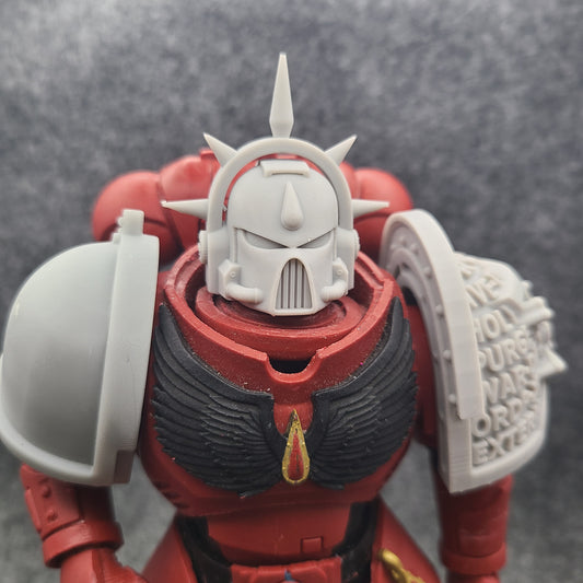 Blood Angels Legion Mark VII Helmet with Blood Drop and Iron Spiked Halo for McFarlane Toys Action Figures