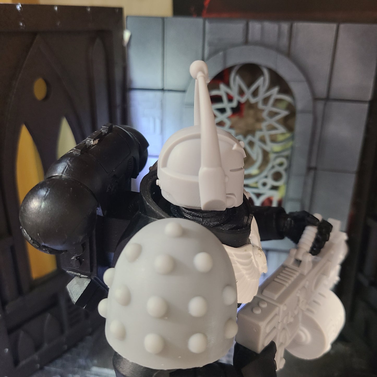 Space Crusader Helmet with Arrows, Horns, and Skull for McFarlane Toys Grimdark Marine Action Figures