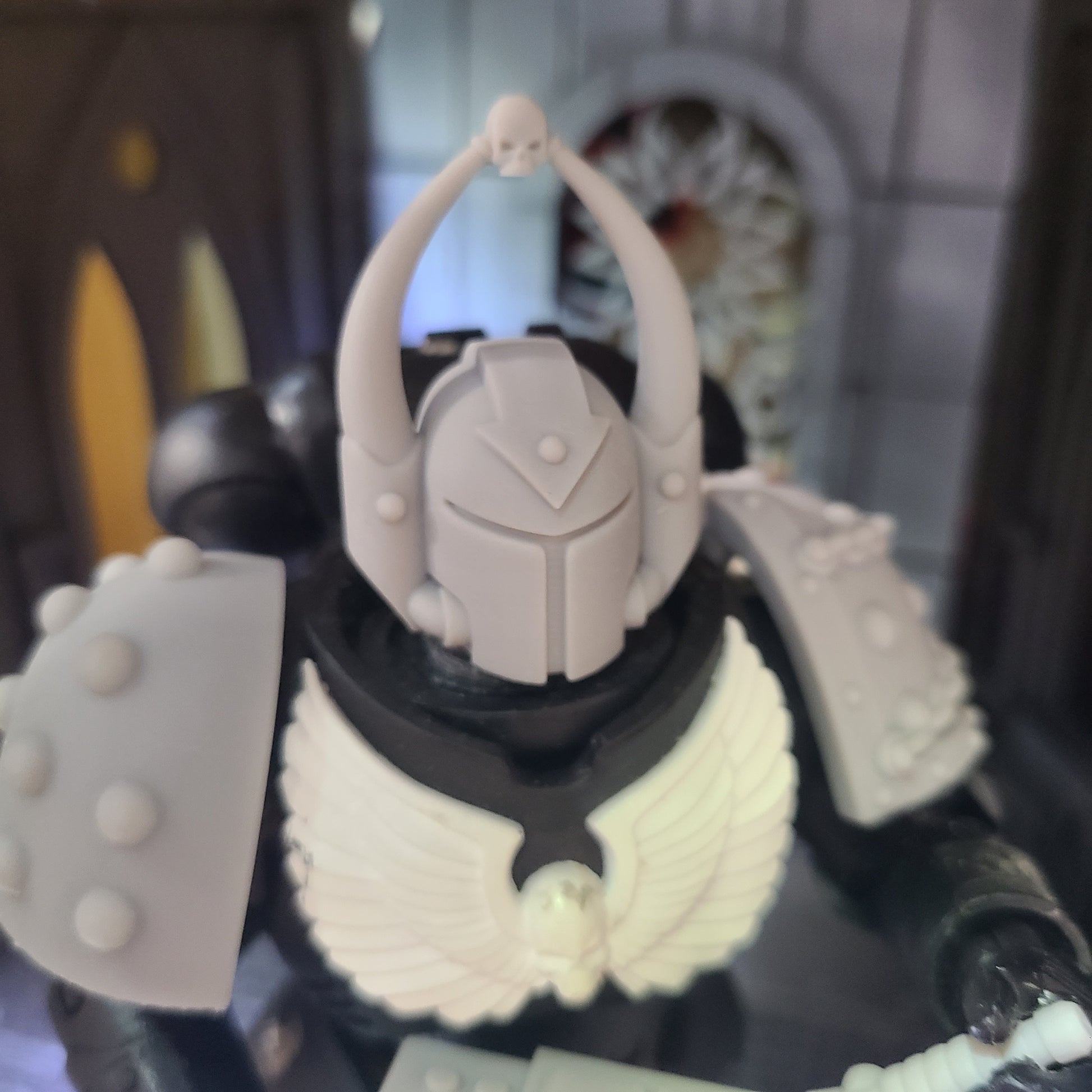 Space Crusader Helmet with Arrows, Horns, and Skull for McFarlane Toys Grimdark Marine Action Figures