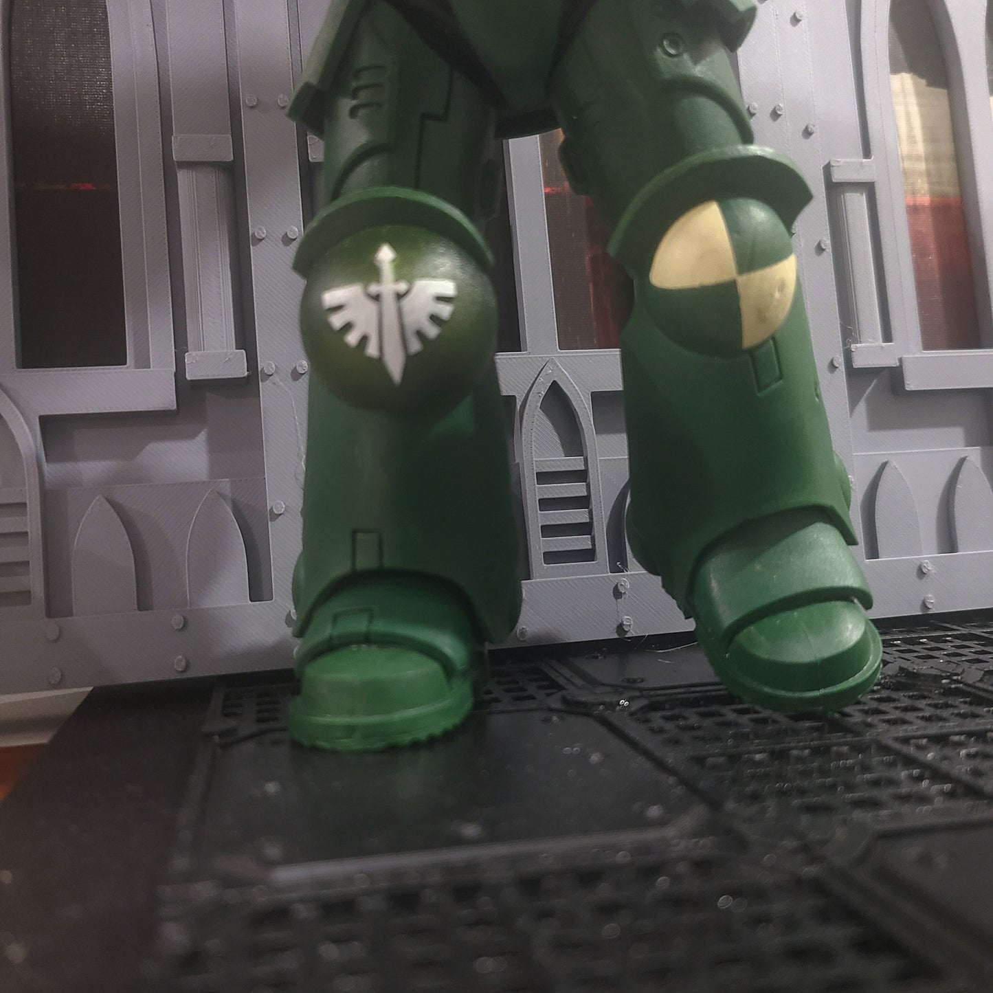 Custom Dark Angels Knee Pad Armor for McFarlane Toys Space Marine Action Figures