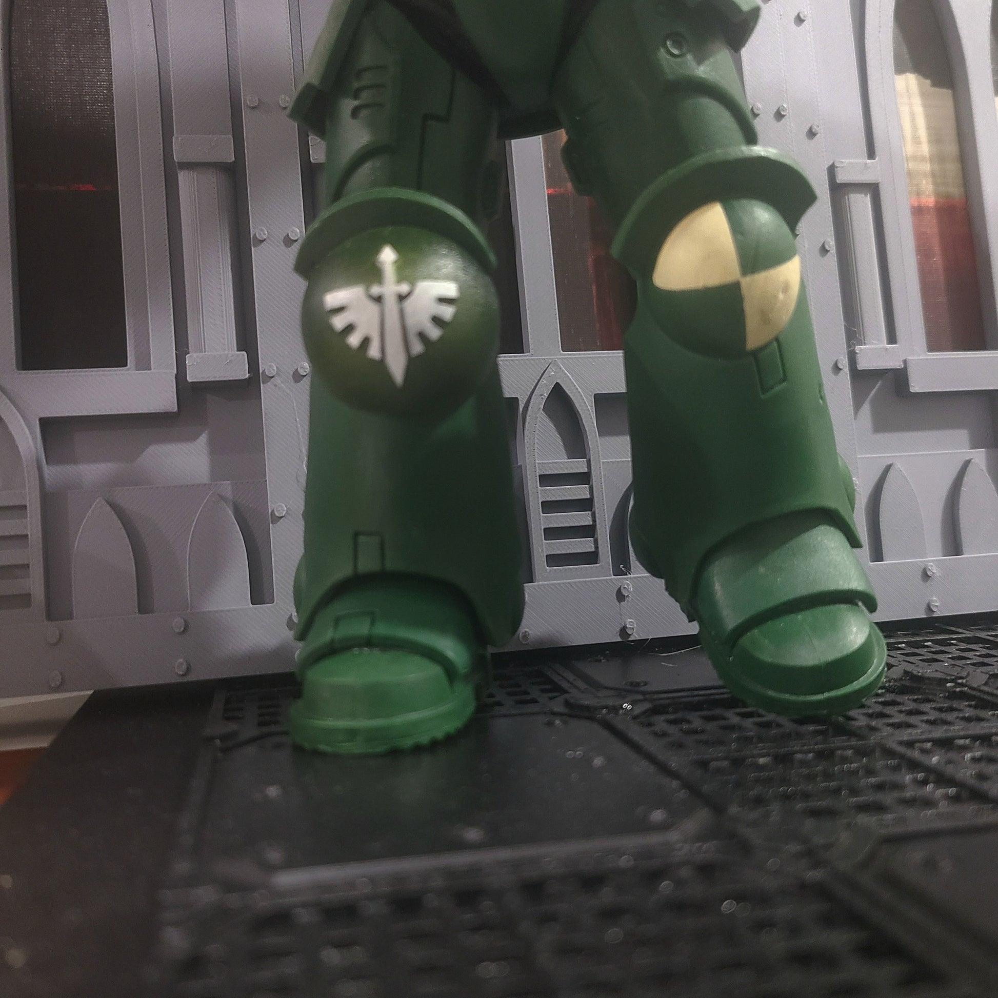 Custom Dark Angels Knee Pad Armor for McFarlane Toys Space Marine Action Figures