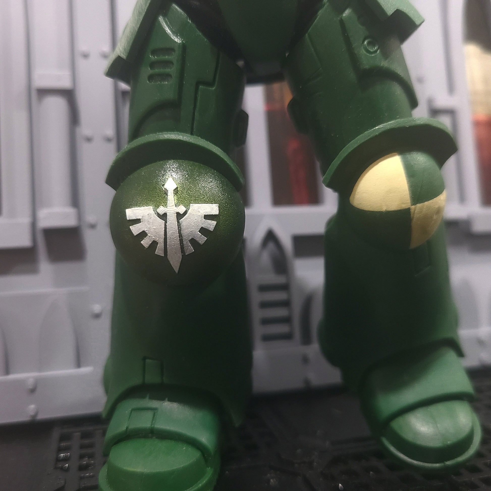 Custom Dark Angels Knee Pad Armor for McFarlane Toys Space Marine Action Figures