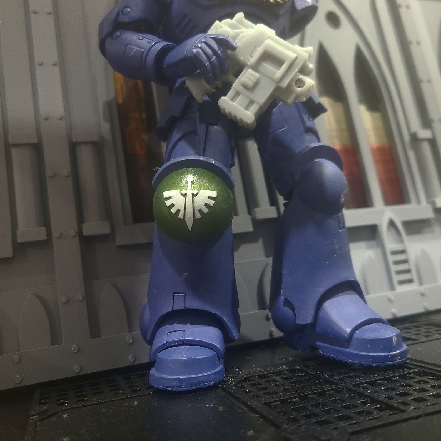 Custom Dark Angels Knee Pad Armor for McFarlane Toys Space Marine Action Figures