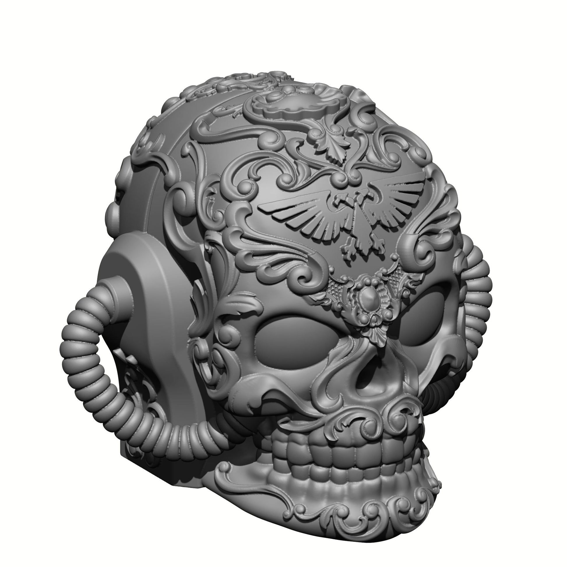 Los Muertos Chapter Chaplain Skull Helmet with Hoses for McFarlane Toys Space Marine Action Figures