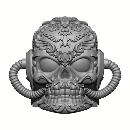 Los Muertos Chapter Chaplain Skull Helmet with Hoses for McFarlane Toys Space Marine Action Figures