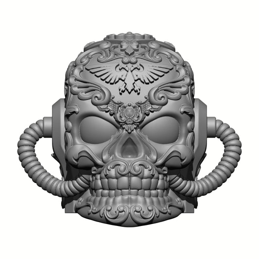 Los Muertos Chapter Chaplain Skull Helmet with Hoses for McFarlane Toys Space Marine Action Figures