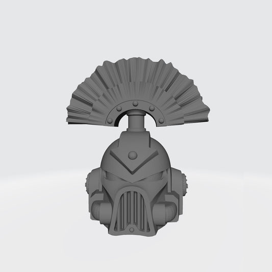 Custom Chaos Marine Traitor Legions Mark VII Helmet with Arrow and Plume for McFarlane Toys Space Marine Action Figures