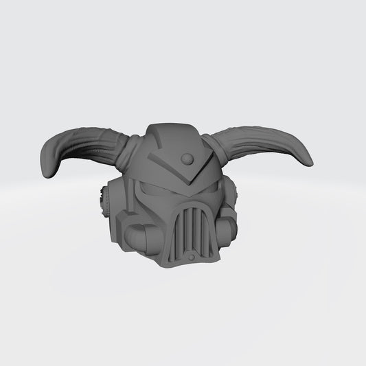 Custom Chaos Marine Traitor Legions Mark VII Helmet with Arrow and Horns for Miniatures and Grimdark Battle Brother Action Figures