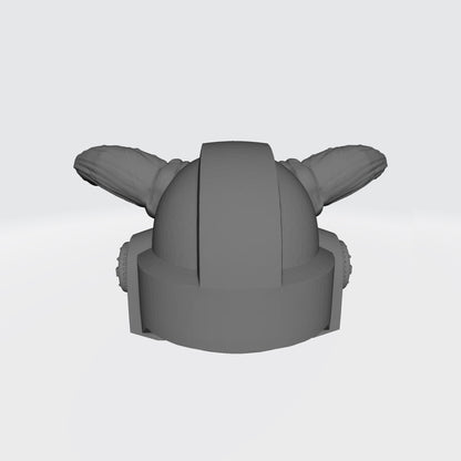 Custom Chaos Marine Traitor Legions Mark VII Helmet with Arrow and Horns for Miniatures and Grimdark Battle Brother Action Figures