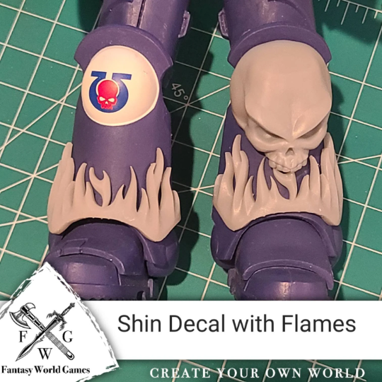 Shin Guard Decal with Flames compatible with McFarlane Toys Loyalist Marine Action Figures