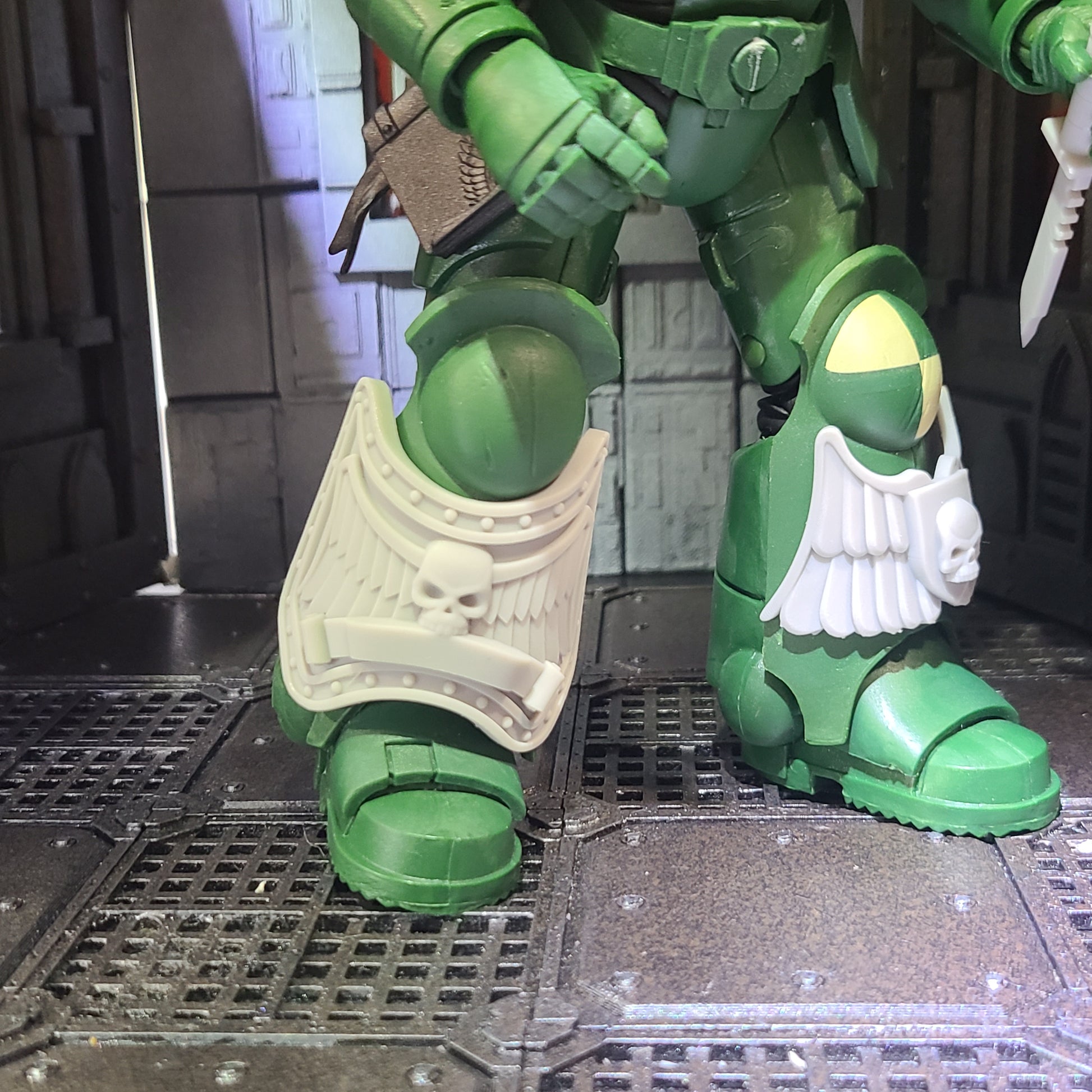 Shin Guard Armor Skull with Wings and Banner for McFarlane Toys Loyalist Marine Action Figures