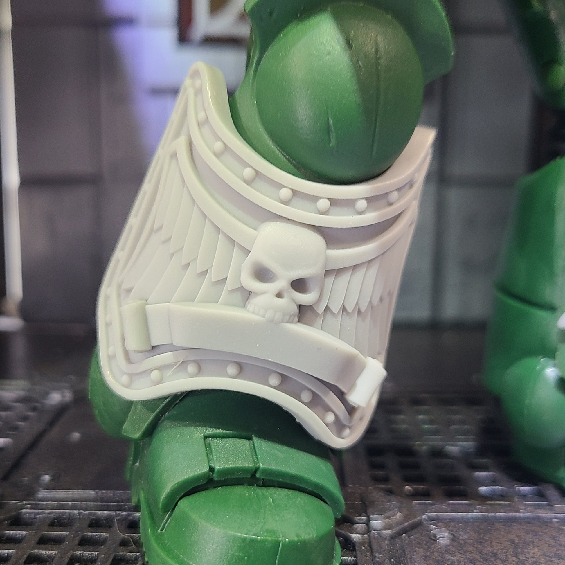 Shin Guard Armor Skull with Wings and Banner for McFarlane Toys Loyalist Marine Action Figures