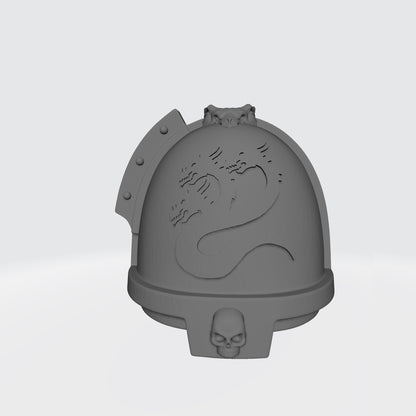 Alpha Legion MKXI Skull Shoulder Pad Hydra with Dragon Head for McFarlane Toys Space Marines
