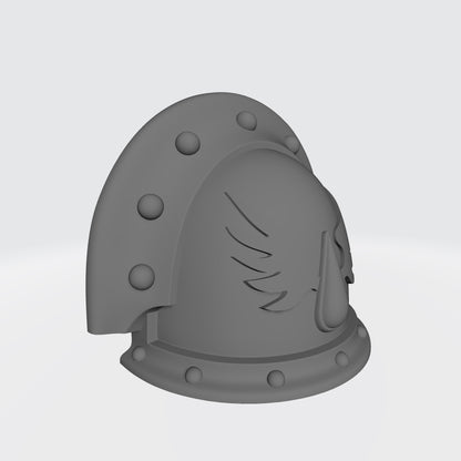 Blood Angels MKIII Shoulder Pad Full Sword Breaker Studded, Double Rivets with Winged Blood Drop for McFarlane Toys Action Figures
