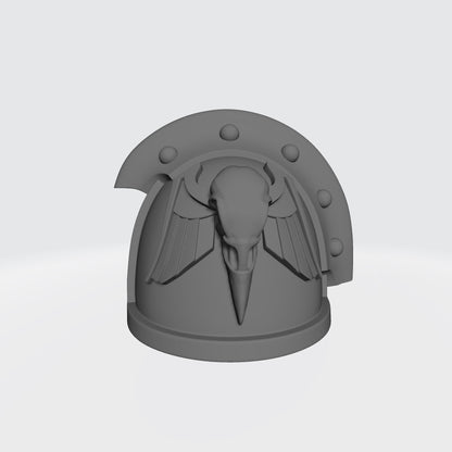 Raven Guard Shrike MK III 3 Quarter Studded Right Shoulder Pad with Raven Skull for McFarlane Toys Space Marine Action Figures