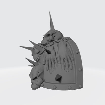 Night Lords MKVII Shoulder Pad Studded Enemy Skulls on Spikes for McFarlane Toys Space Marines Action Figures