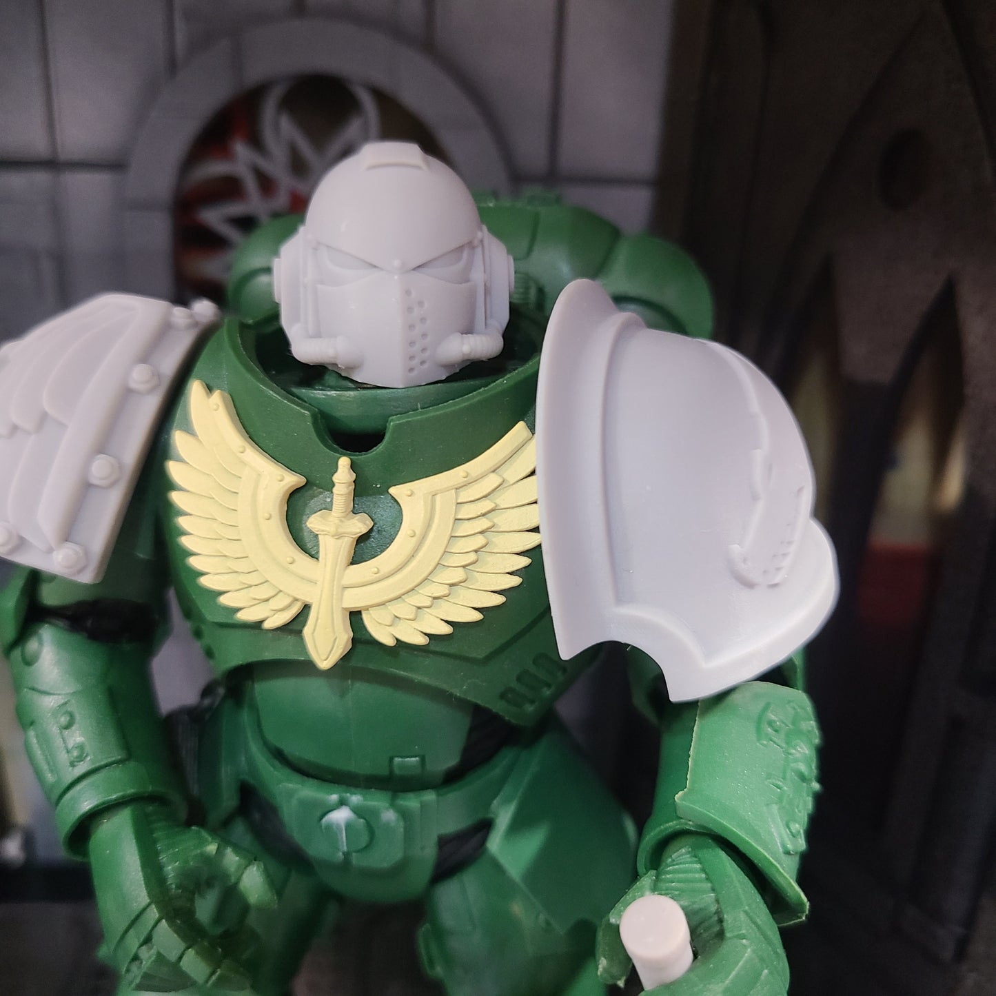 Salamanders Legion MKVII Notched Vambrance Thin (Double) Shoulder Pad for McFarlane Toys Action Figures