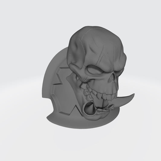 Soul Haunters Chapter MKVII Shoulder Pad Notched V1 with Ork Skull for McFarlane Toys Space Marines Action Figures