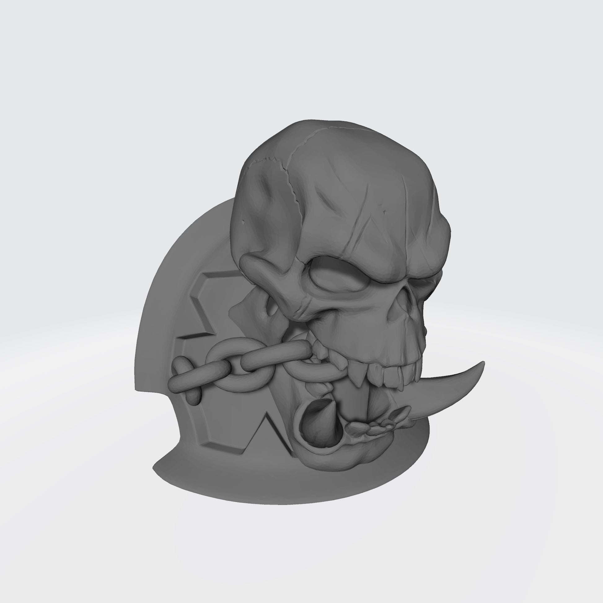 Soul Haunters Chapter MKVII Shoulder Pad Notched V1 with Ork Skull and Chain for McFarlane Toys Space Marines Action Figures
