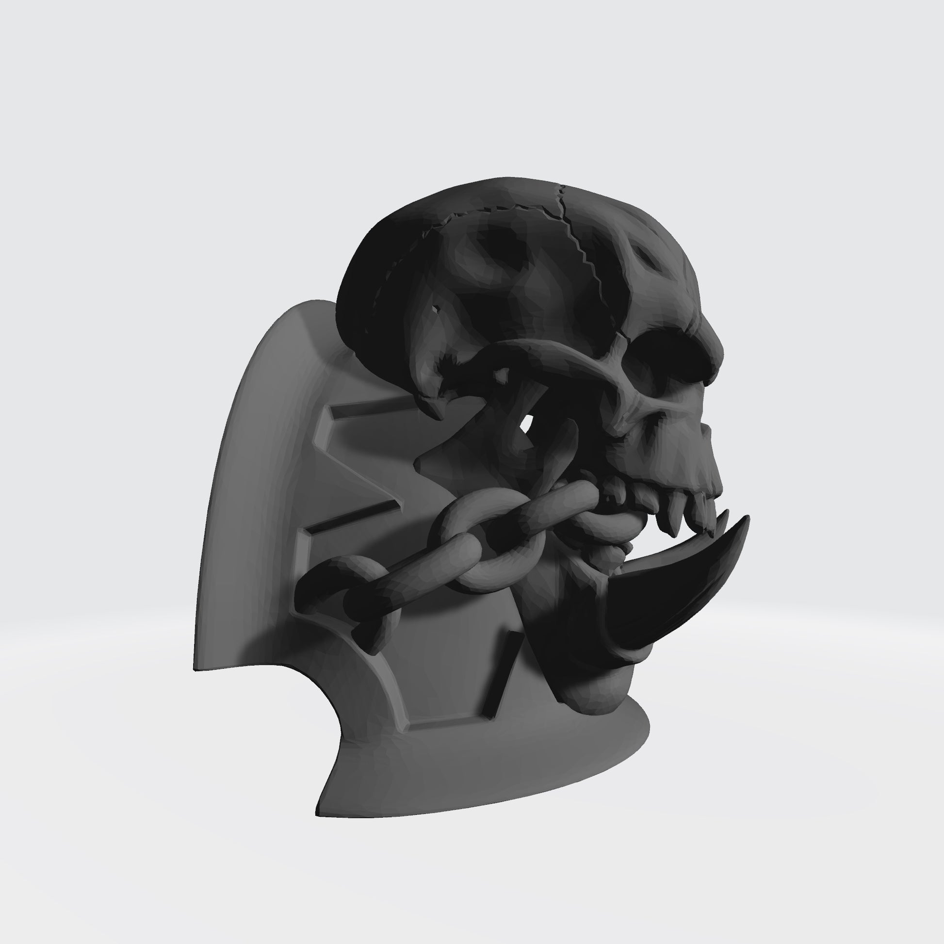 Soul Haunters Chapter MKVII Shoulder Pad Notched V1 with Ork Skull and Chain for McFarlane Toys Space Marines Action Figures