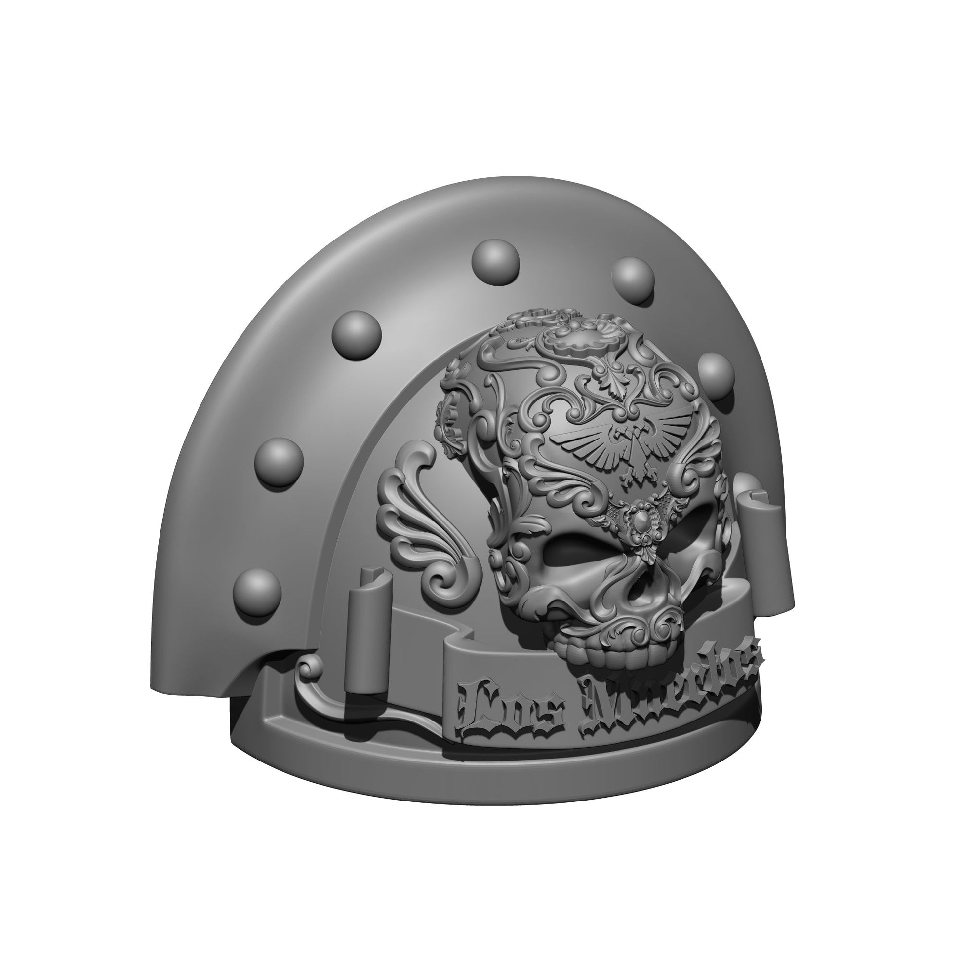 Los Muertos Chapter MKIII Full Sword Breaker Studded with Rivets Shoulder Pad for McFarlane Toys Space Marine Action Figures