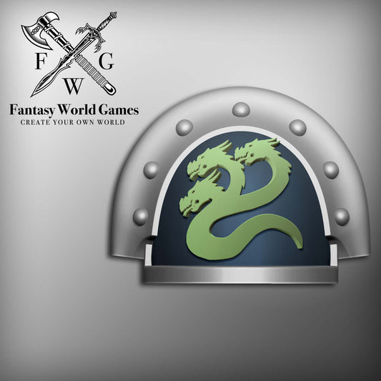 Hydra Legion MKIII Shoulder Pad Gen: 3 Pauldron Full Sword Breaker Studded Rivets Left Shoulder Compatible with McFarlane Toys Space Marines