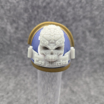 Los Muertos Chapter Shoulder Pad Skull and Scroll Decal for McFarlane Toys Loyalist Marine Action Figures Custom 1:12th Scale Insignias
