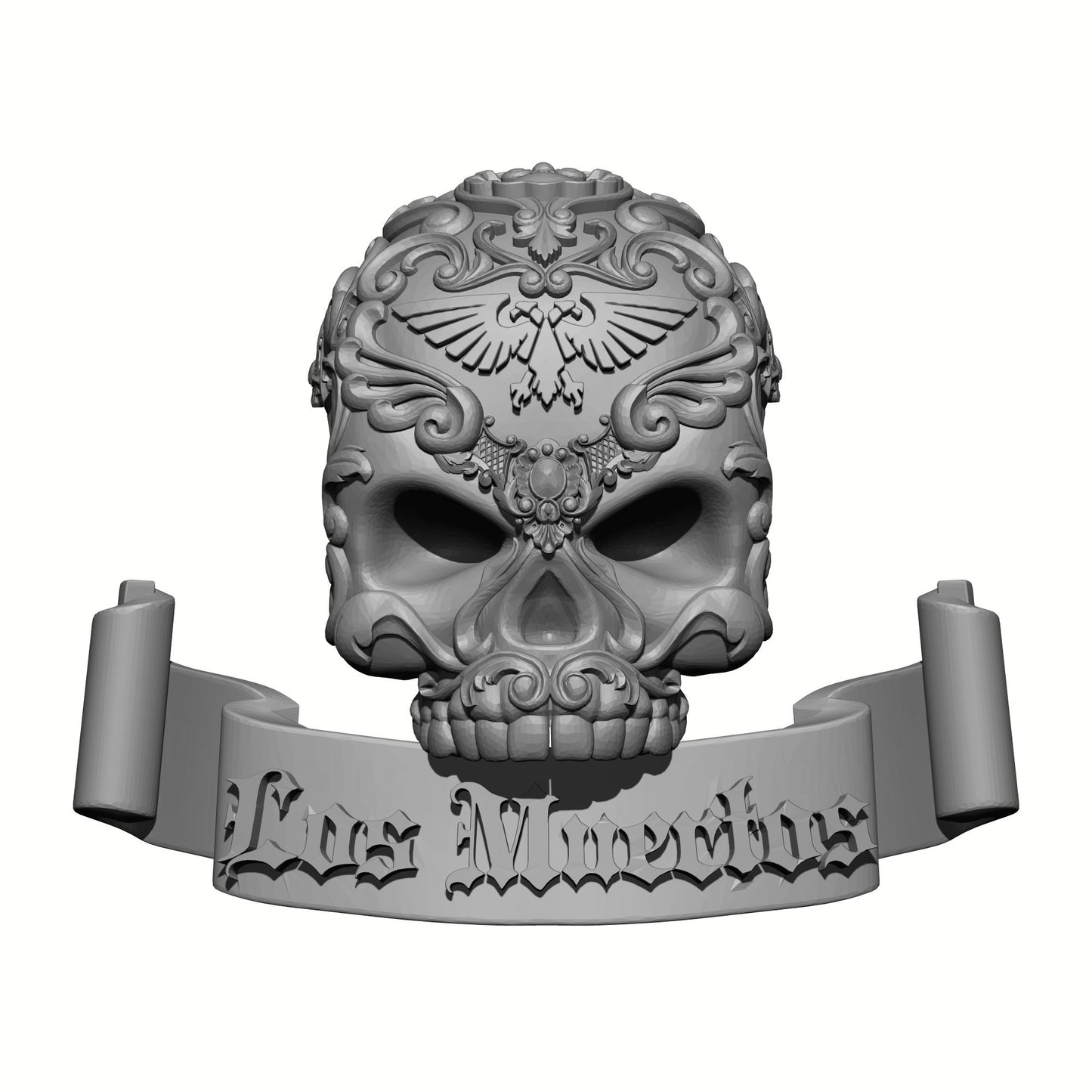 Los Muertos Chapter Shoulder Pad Skull and Scroll Decal for McFarlane Toys Space Marine Action Figures