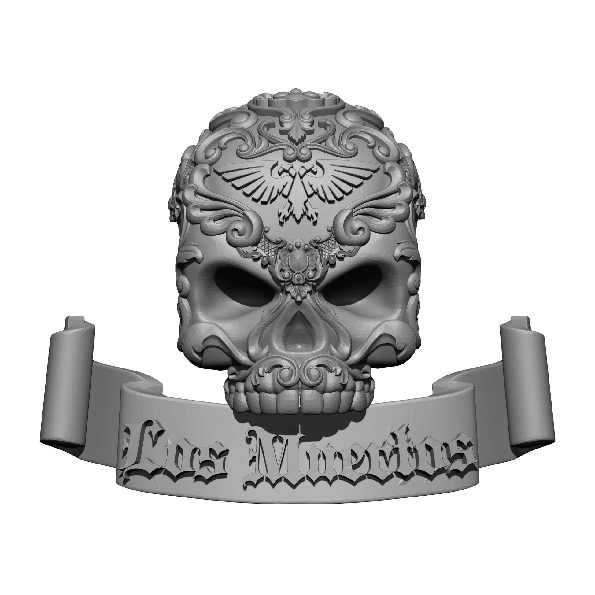 Los Muertos Chapter Shoulder Pad Skull and Scroll Decal for McFarlane Toys Space Marine Action Figures