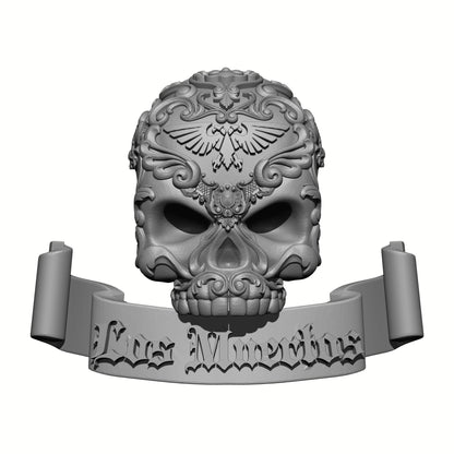 Los Muertos Chapter Shoulder Pad Skull and Scroll Decal for McFarlane Toys Space Marine Action Figures