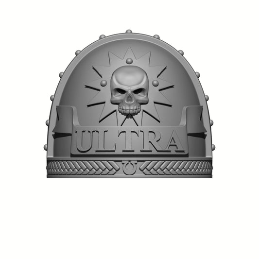 Ultramarines Lieutenant Titus MK VII Shoulder Pad with Skull and Ultra Banner for McFarlane Toys Space Marines