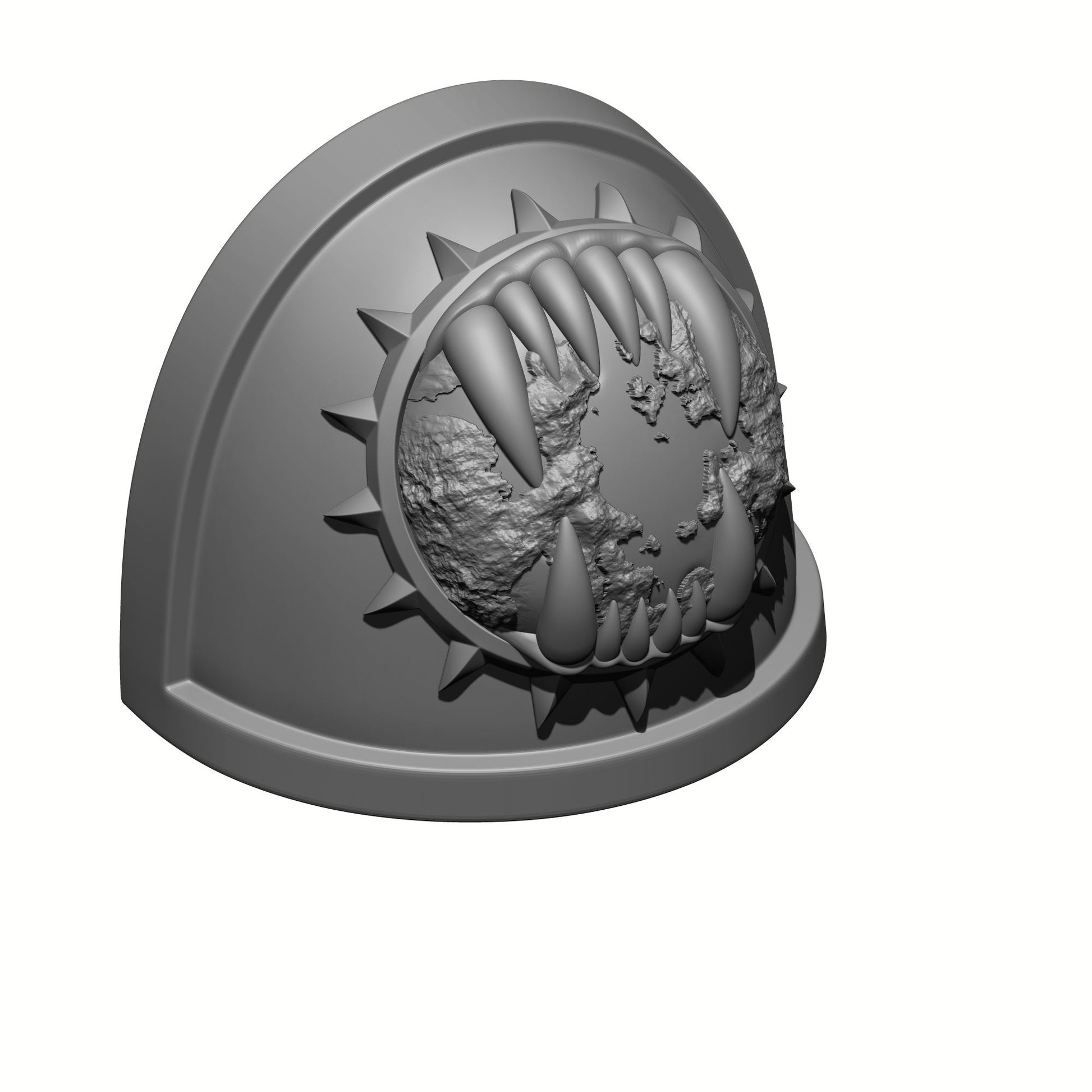 World Eaters Chapter MKVII Shoulder Pad Teeth Eating Planet is Compatible with McFarlane Space Marine Khornate Berzerkers Action Figures design by Fantasy World Games