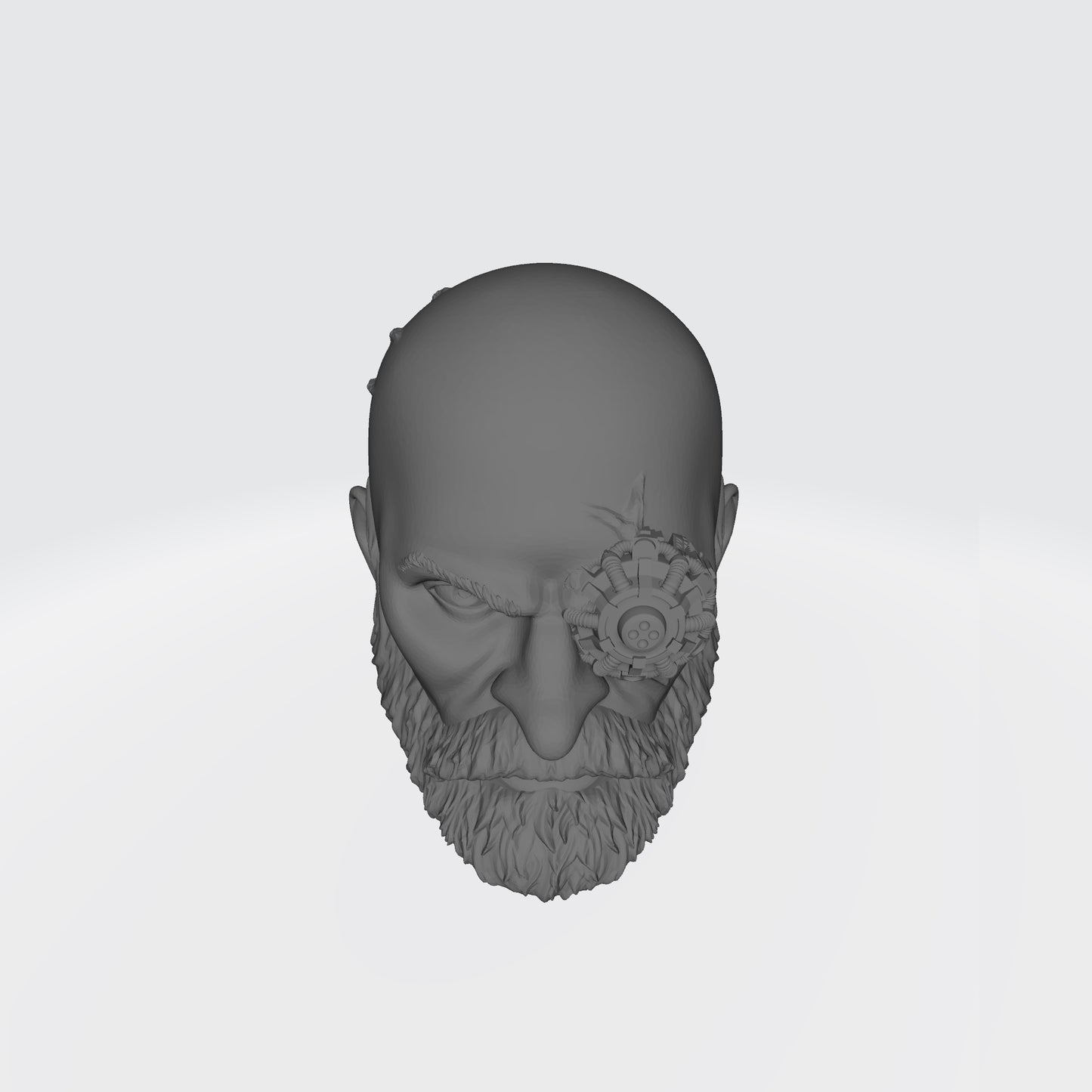 Techmarine Head Swap Tech Priest Veteran - Scarred Bald Head and Cyber Left Eye for McFarlane Toys Space Marines Action Figure