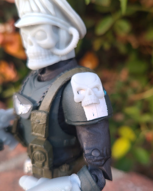 Veteran Guardsman Shoulder Pad Quantity 2 (Two) Skull Iconography Pack for McFarlane Toys Action Figure Custom 1:12th Scale Parts