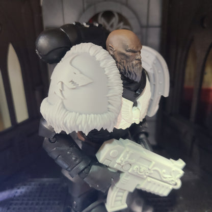 Space Wolves Right Shoulder Pad MKIV with Fur Trim Compatible with McFarlane Toys Space Marine by Fantasy World Games