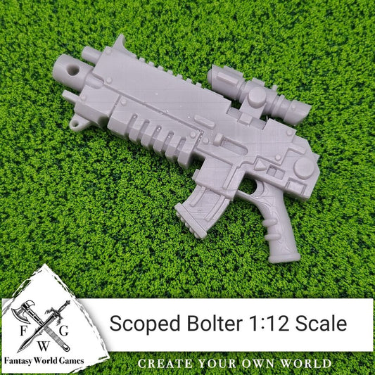 Fantasy World Games Boltgun with Scope compatible with McFarlane Toys space marines - logo