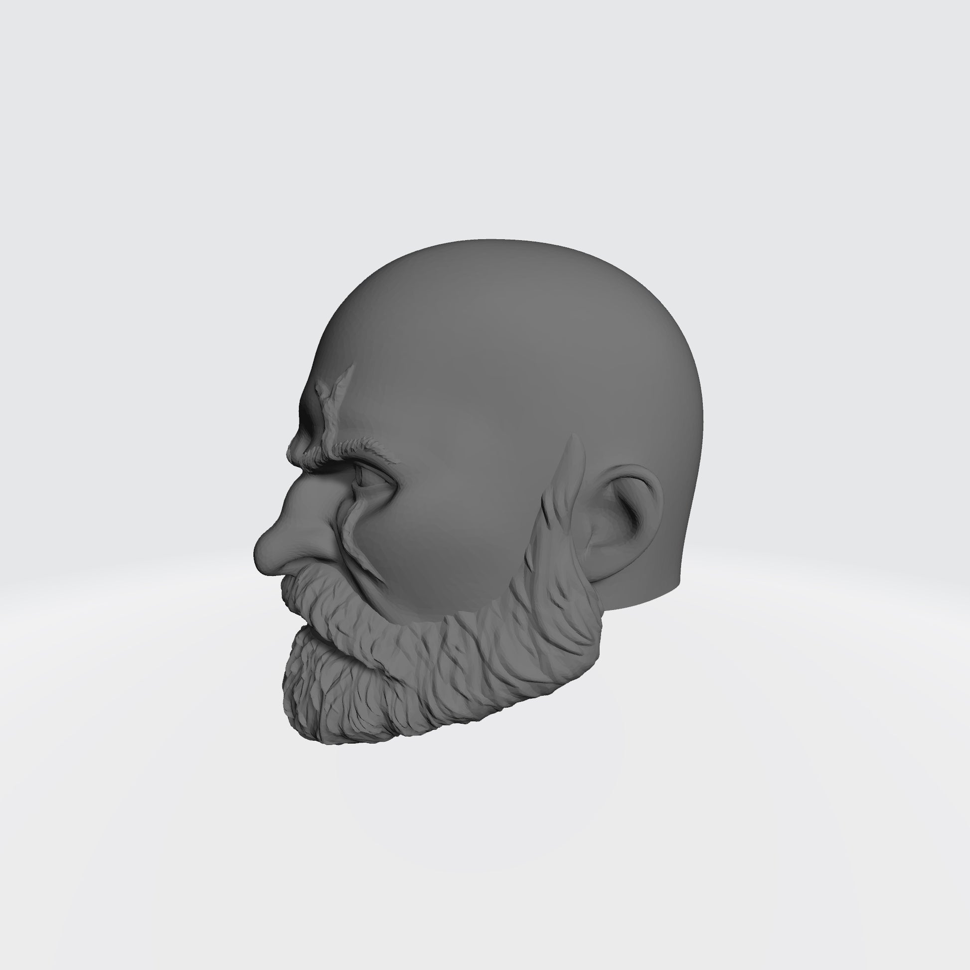 Grizzled Veteran Warrior Space Marine Bald Head with Scars Over Left Eye by Fantasy World Games