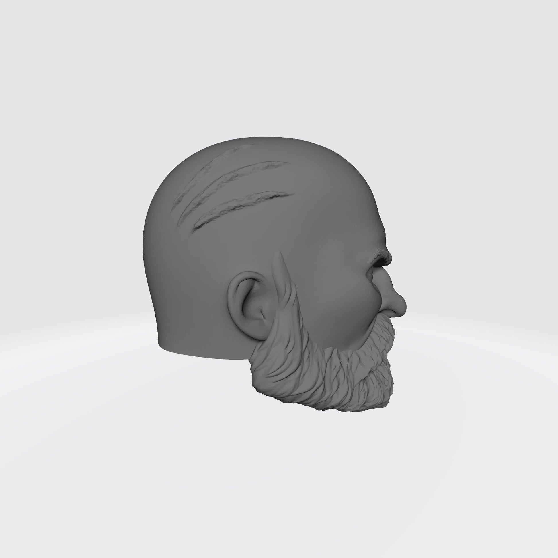 Grizzled Veteran Warrior Space Marine Bald Head with Scars Over Left Eye by Fantasy World Games